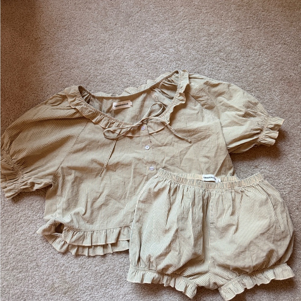 Striped Cream Pajama Set